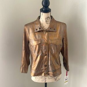 Ruby Rd. Petite Women's Sz. 14P Snap Button Tribal Revival Bronze Tone Jacket